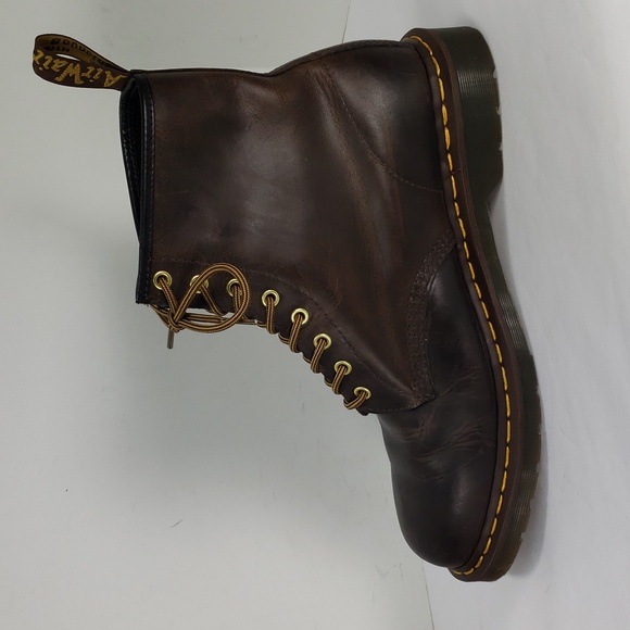 DR. MARTENS AIR WAIR 11822 BROWN OIL LEATHER 8 EYE LACE UP ANKLE BOOTS MEN'S 13 - Picture 5 of 16